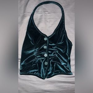 Emerald velvet halter top